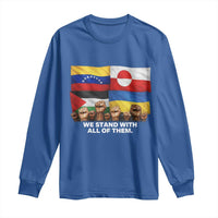 We Stand With Venezuela Greenland Ukraine Palestine Long Sleeve Shirt Solidarity Fists Flags Global Support