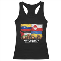 We Stand With Venezuela Greenland Ukraine Palestine Racerback Tank Top Solidarity Fists Flags Global Support