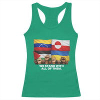 We Stand With Venezuela Greenland Ukraine Palestine Racerback Tank Top Solidarity Fists Flags Global Support