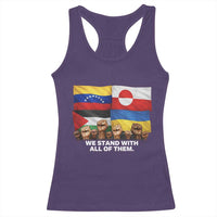 We Stand With Venezuela Greenland Ukraine Palestine Racerback Tank Top Solidarity Fists Flags Global Support