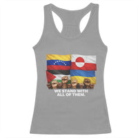 We Stand With Venezuela Greenland Ukraine Palestine Racerback Tank Top Solidarity Fists Flags Global Support
