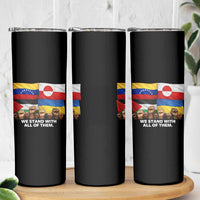 We Stand With Venezuela Greenland Ukraine Palestine Skinny Tumbler Solidarity Fists Flags Global Support