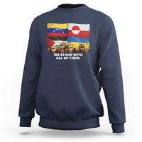 We Stand With Venezuela Greenland Ukraine Palestine Sweatshirt Solidarity Fists Flags Global Support