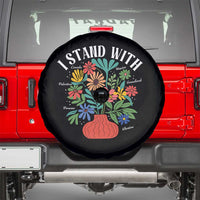 I Stand With Mexico Greenland Ukraine Canada Palestine Panama Spare Tire Cover Colorful Floral Solidarity Global Unity