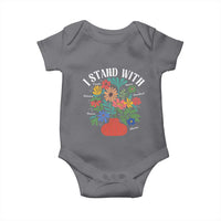 I Stand With Mexico Greenland Ukraine Canada Palestine Panama Baby Onesie Colorful Floral Solidarity Global Unity