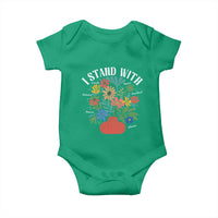 I Stand With Mexico Greenland Ukraine Canada Palestine Panama Baby Onesie Colorful Floral Solidarity Global Unity