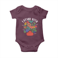 I Stand With Mexico Greenland Ukraine Canada Palestine Panama Baby Onesie Colorful Floral Solidarity Global Unity