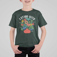 I Stand With Mexico Greenland Ukraine Canada Palestine Panama T Shirt For Kid Colorful Floral Solidarity Global Unity