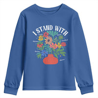 I Stand With Mexico Greenland Ukraine Canada Palestine Panama Youth Sweatshirt Colorful Floral Solidarity Global Unity