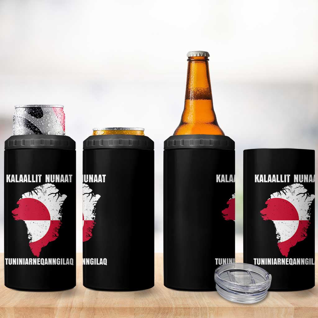 Kalaallit Nunaat Tuniniagaanngilaq Greenlandic 4 in 1 Can Cooler Tumbler Greenland Is Not For Sale Patriotic Grunge Flag
