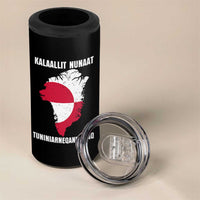 Kalaallit Nunaat Tuniniagaanngilaq Greenlandic 4 in 1 Can Cooler Tumbler Greenland Is Not For Sale Patriotic Grunge Flag