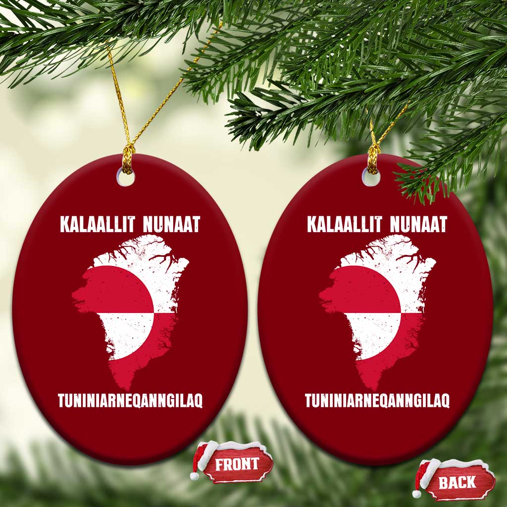 Kalaallit Nunaat Tuniniagaanngilaq Greenlandic Ceramic Ornament Greenland Is Not For Sale Patriotic Grunge Flag