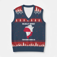 Kalaallit Nunaat Tuniniagaanngilaq Greenlandic V-Neck Knit Sweater Vest Greenland Is Not For Sale Patriotic Grunge Flag