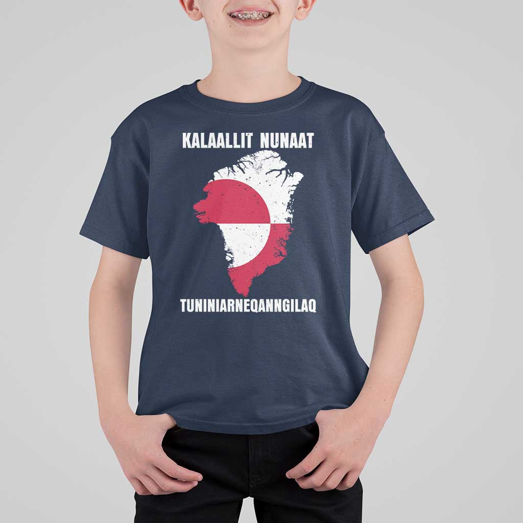 Kalaallit Nunaat Tuniniagaanngilaq Greenlandic T Shirt For Kid Greenland Is Not For Sale Patriotic Grunge Flag