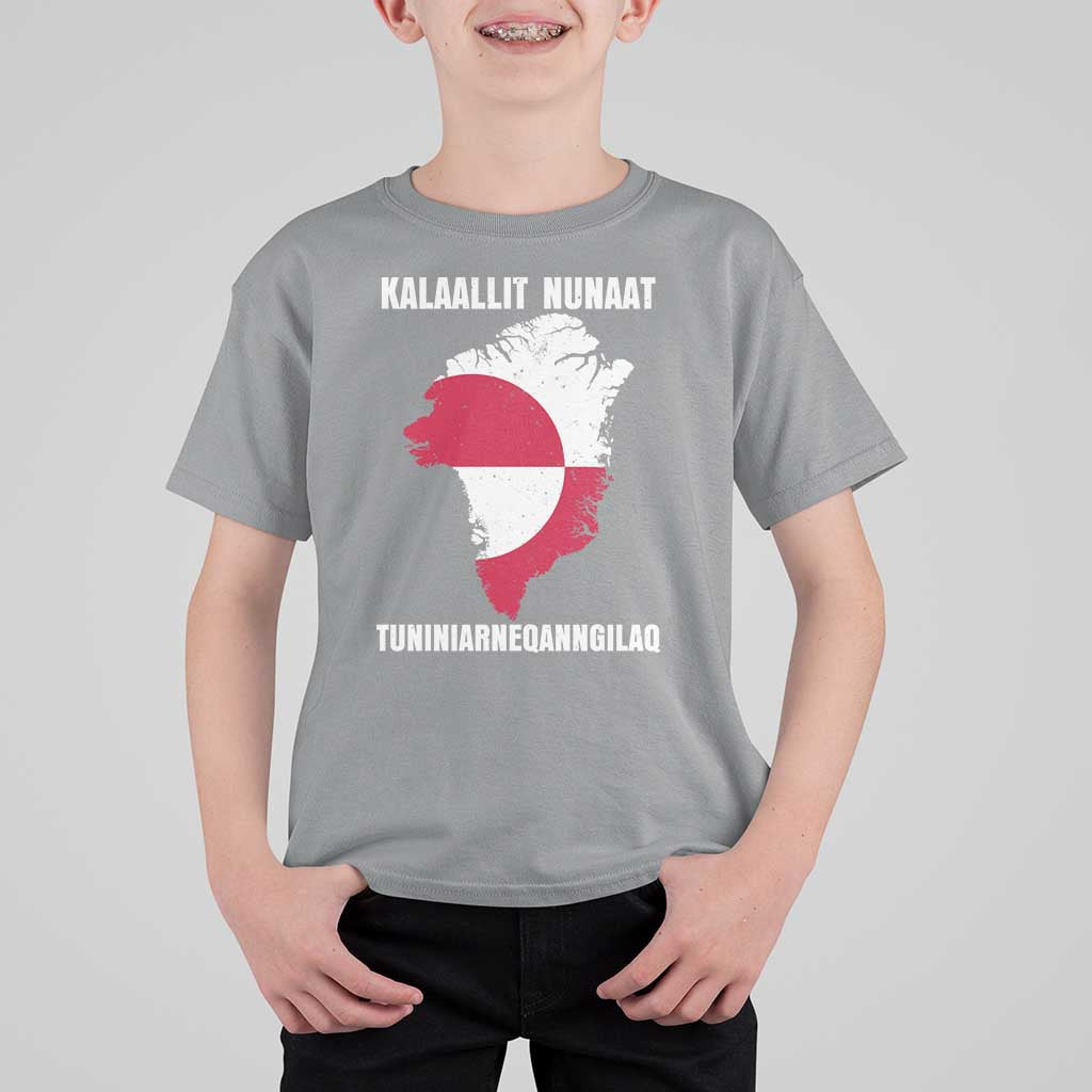 Kalaallit Nunaat Tuniniagaanngilaq Greenlandic T Shirt For Kid Greenland Is Not For Sale Patriotic Grunge Flag