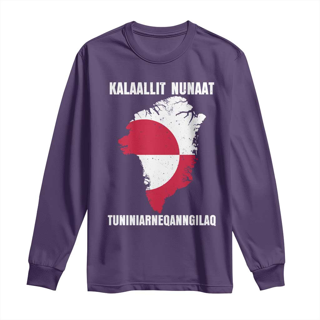 Kalaallit Nunaat Tuniniagaanngilaq Greenlandic Long Sleeve Shirt Greenland Is Not For Sale Patriotic Grunge Flag