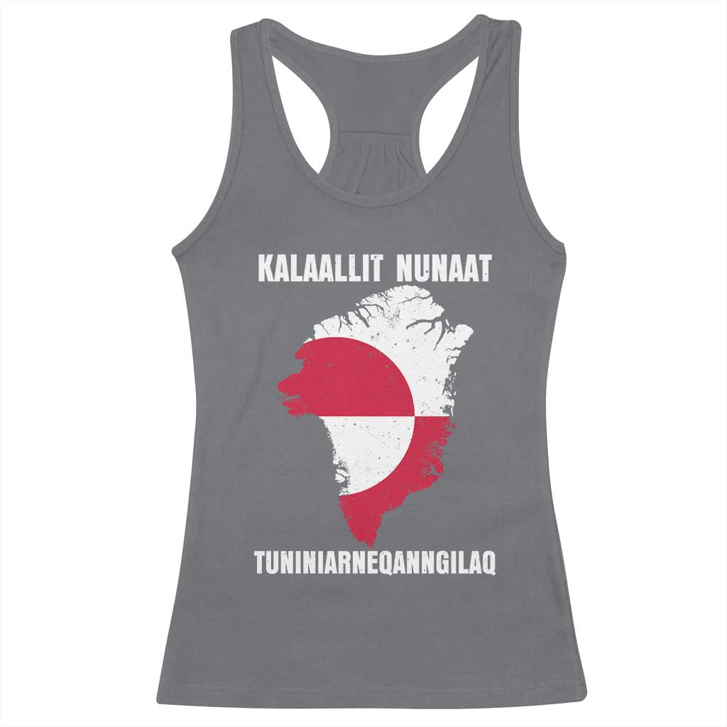 Kalaallit Nunaat Tuniniagaanngilaq Greenlandic Racerback Tank Top Greenland Is Not For Sale Patriotic Grunge Flag