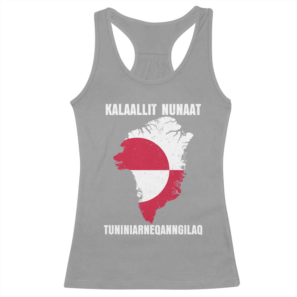 Kalaallit Nunaat Tuniniagaanngilaq Greenlandic Racerback Tank Top Greenland Is Not For Sale Patriotic Grunge Flag