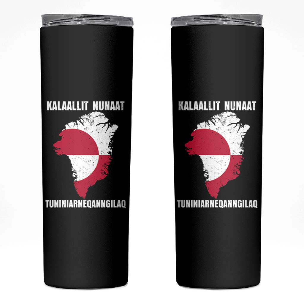 Kalaallit Nunaat Tuniniagaanngilaq Greenlandic Skinny Tumbler Greenland Is Not For Sale Patriotic Grunge Flag