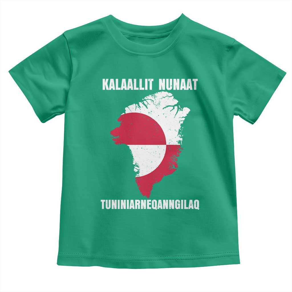 Kalaallit Nunaat Tuniniagaanngilaq Greenlandic Toddler T Shirt Greenland Is Not For Sale Patriotic Grunge Flag