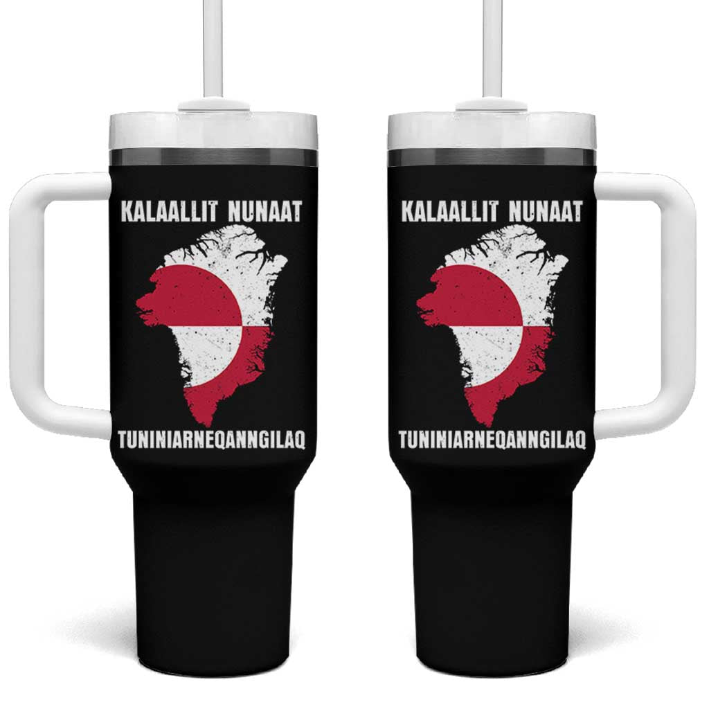 Kalaallit Nunaat Tuniniagaanngilaq Greenlandic Tumbler With Handle Greenland Is Not For Sale Patriotic Grunge Flag