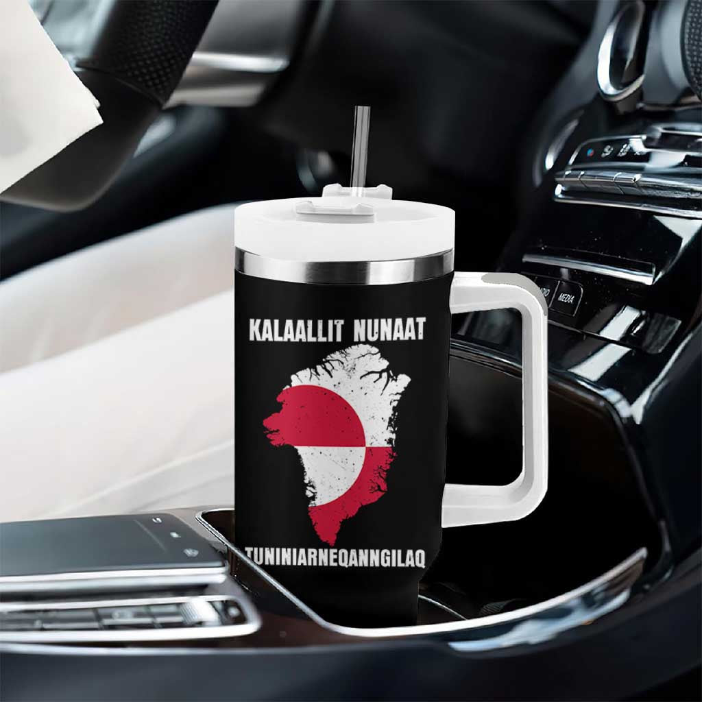 Kalaallit Nunaat Tuniniagaanngilaq Greenlandic Tumbler With Handle Greenland Is Not For Sale Patriotic Grunge Flag