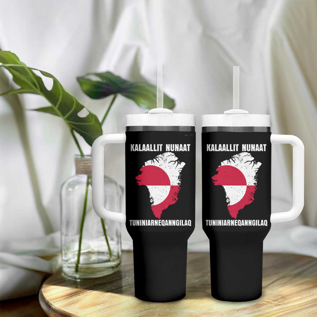 Kalaallit Nunaat Tuniniagaanngilaq Greenlandic Tumbler With Handle Greenland Is Not For Sale Patriotic Grunge Flag