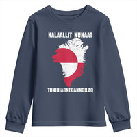 Kalaallit Nunaat Tuniniagaanngilaq Greenlandic Youth Sweatshirt Greenland Is Not For Sale Patriotic Grunge Flag