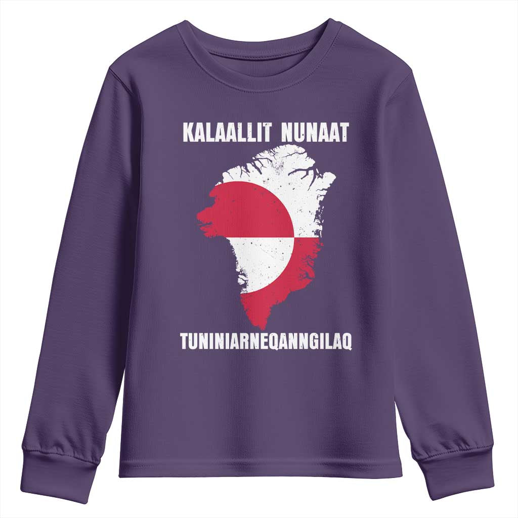 Kalaallit Nunaat Tuniniagaanngilaq Greenlandic Youth Sweatshirt Greenland Is Not For Sale Patriotic Grunge Flag