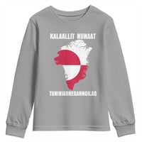 Kalaallit Nunaat Tuniniagaanngilaq Greenlandic Youth Sweatshirt Greenland Is Not For Sale Patriotic Grunge Flag