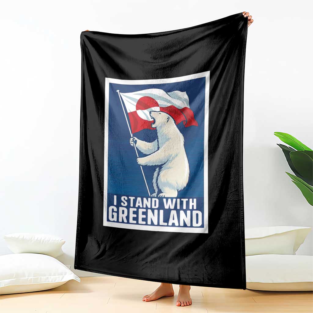 I Stand With Greenland Polar Bear Resist Throw Blanket Vintage Patriotic Propaganda Sovereignty Protest