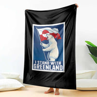 I Stand With Greenland Polar Bear Resist Throw Blanket Vintage Patriotic Propaganda Sovereignty Protest