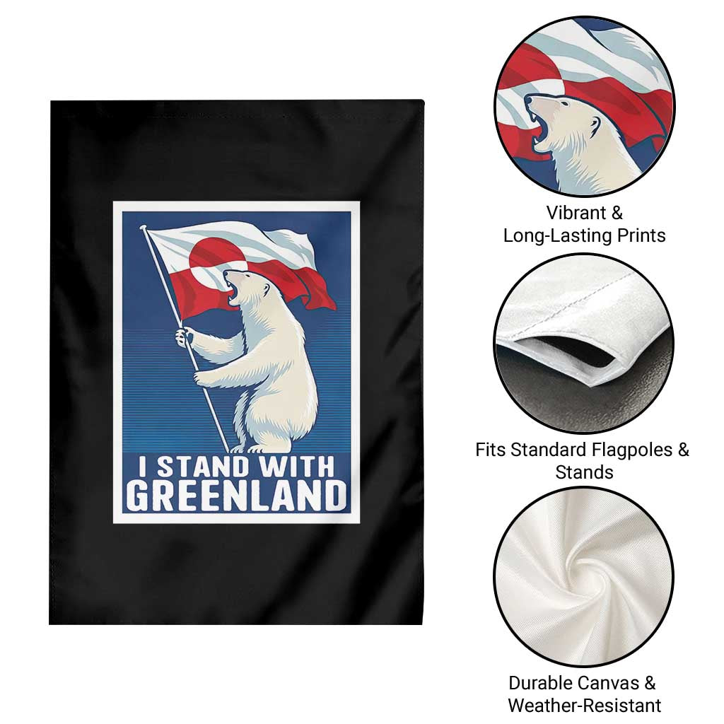 I Stand With Greenland Polar Bear Resist Garden Flag Vintage Patriotic Propaganda Sovereignty Protest