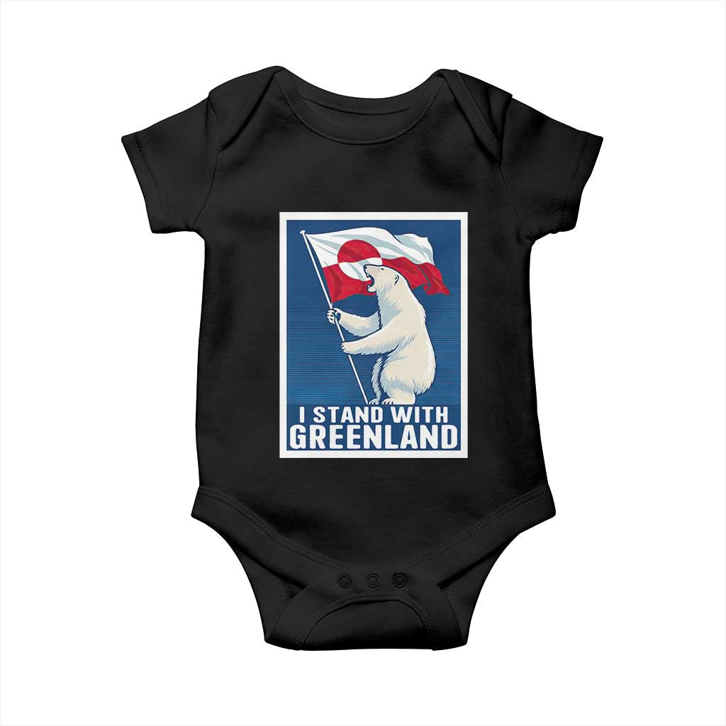I Stand With Greenland Polar Bear Resist Baby Onesie Vintage Patriotic Propaganda Sovereignty Protest