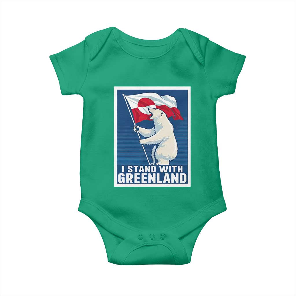 I Stand With Greenland Polar Bear Resist Baby Onesie Vintage Patriotic Propaganda Sovereignty Protest