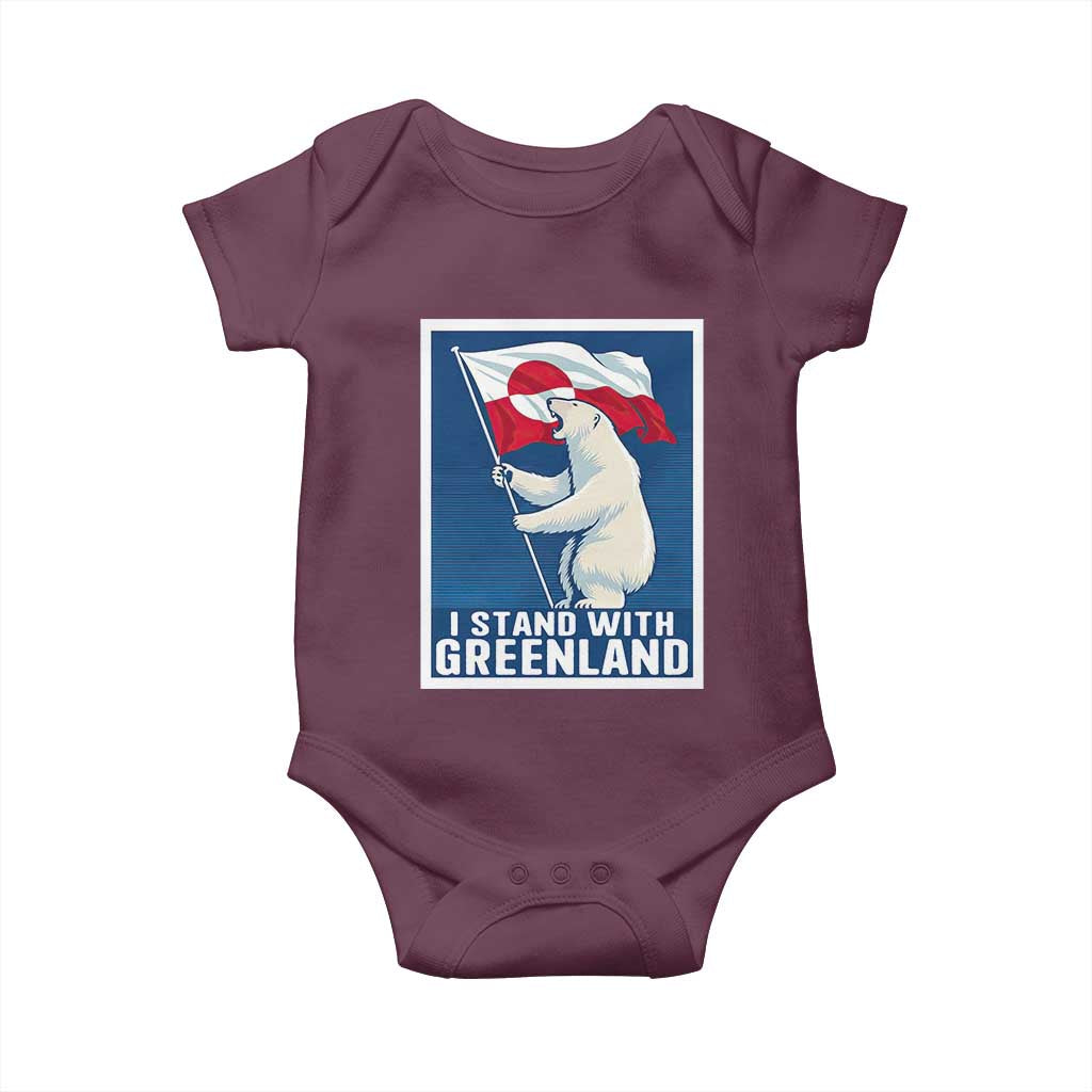 I Stand With Greenland Polar Bear Resist Baby Onesie Vintage Patriotic Propaganda Sovereignty Protest