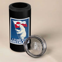 I Stand With Greenland Polar Bear Resist 4 in 1 Can Cooler Tumbler Vintage Patriotic Propaganda Sovereignty Protest