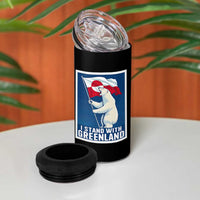 I Stand With Greenland Polar Bear Resist 4 in 1 Can Cooler Tumbler Vintage Patriotic Propaganda Sovereignty Protest