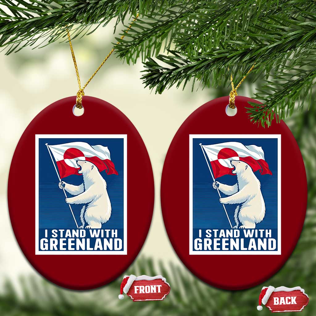 I Stand With Greenland Polar Bear Resist Ceramic Ornament Vintage Patriotic Propaganda Sovereignty Protest