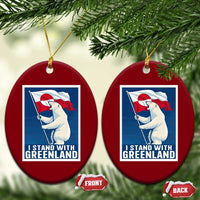 I Stand With Greenland Polar Bear Resist Ceramic Ornament Vintage Patriotic Propaganda Sovereignty Protest