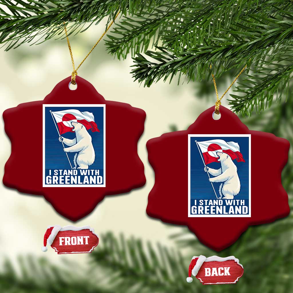 I Stand With Greenland Polar Bear Resist Ceramic Ornament Vintage Patriotic Propaganda Sovereignty Protest