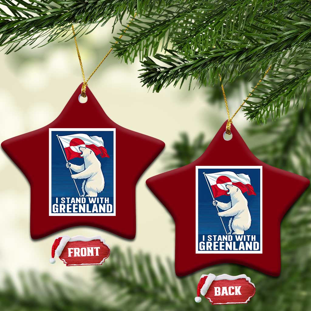 I Stand With Greenland Polar Bear Resist Ceramic Ornament Vintage Patriotic Propaganda Sovereignty Protest
