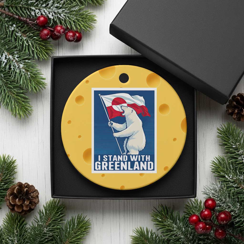 I Stand With Greenland Polar Bear Resist Ceramic Ornament Vintage Patriotic Propaganda Sovereignty Protest