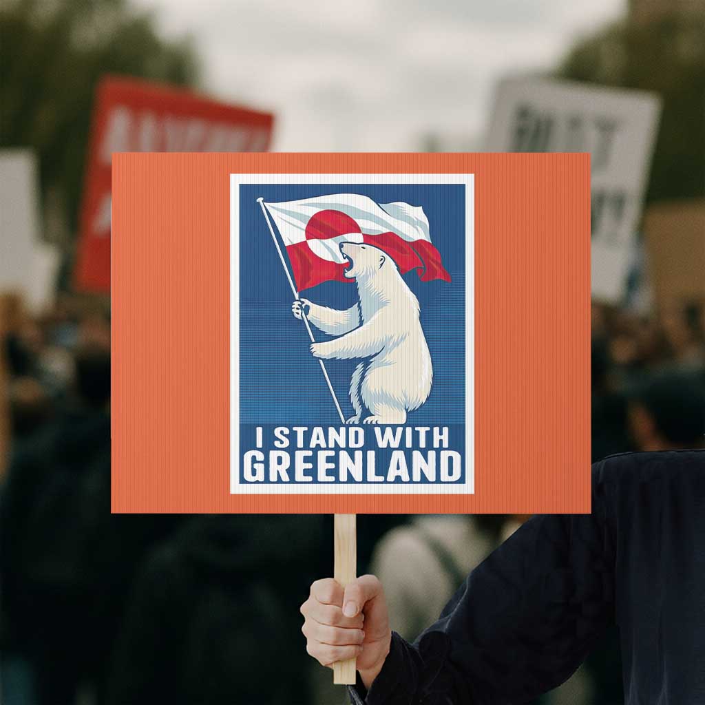 I Stand With Greenland Polar Bear Resist Protest Sign Vintage Patriotic Propaganda Sovereignty Protest