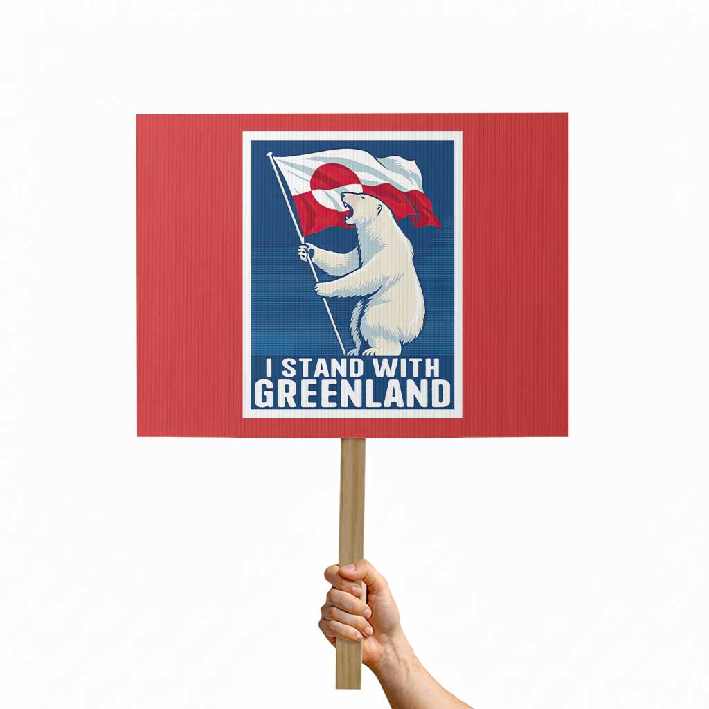 I Stand With Greenland Polar Bear Resist Protest Sign Vintage Patriotic Propaganda Sovereignty Protest