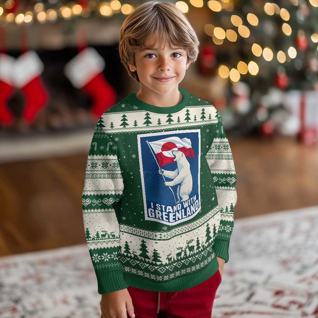 I Stand With Greenland Polar Bear Resist Ugly Christmas Sweater Vintage Patriotic Propaganda Sovereignty Protest
