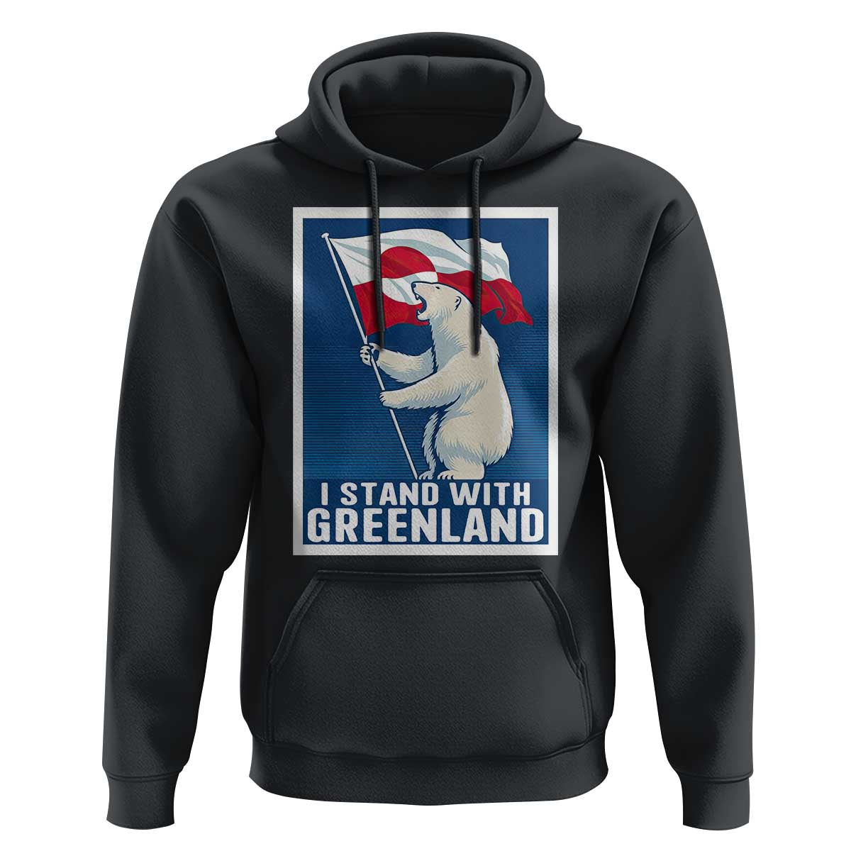 I Stand With Greenland Polar Bear Resist Hoodie Vintage Patriotic Propaganda Sovereignty Protest
