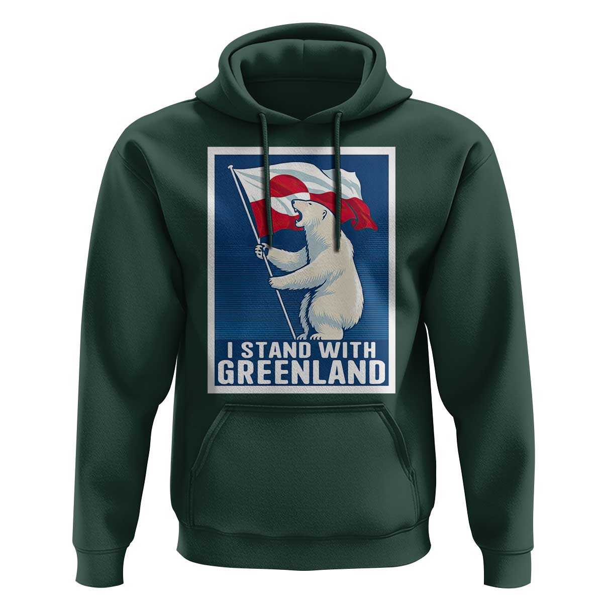 I Stand With Greenland Polar Bear Resist Hoodie Vintage Patriotic Propaganda Sovereignty Protest