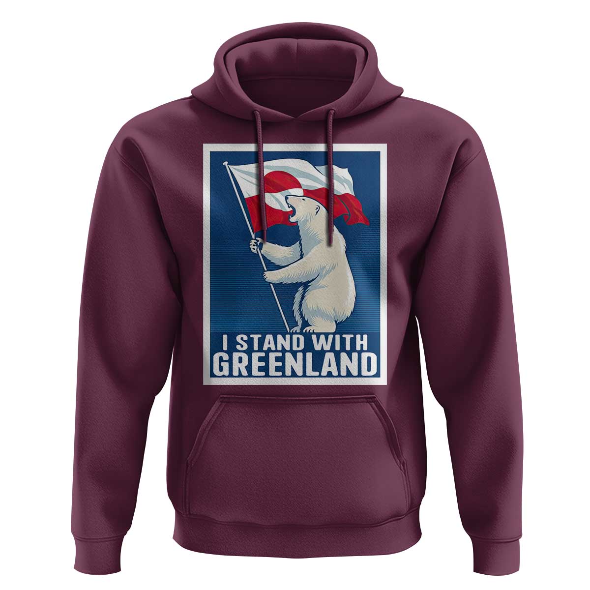 I Stand With Greenland Polar Bear Resist Hoodie Vintage Patriotic Propaganda Sovereignty Protest