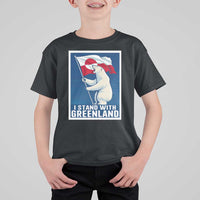 I Stand With Greenland Polar Bear Resist T Shirt For Kid Vintage Patriotic Propaganda Sovereignty Protest